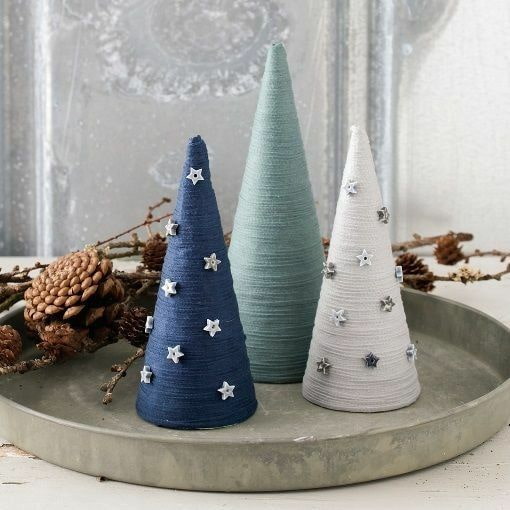 Composition of Christmas trees on a tray