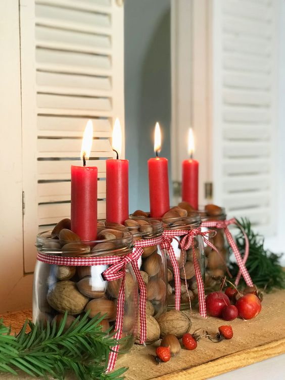 Candlesticks made of nuts