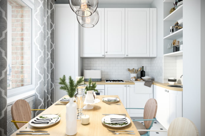 kitchen design in the interior of an apartment of 70 square meters
