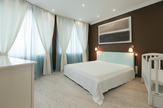 bedroom design in the interior of an apartment of 70 square meters
