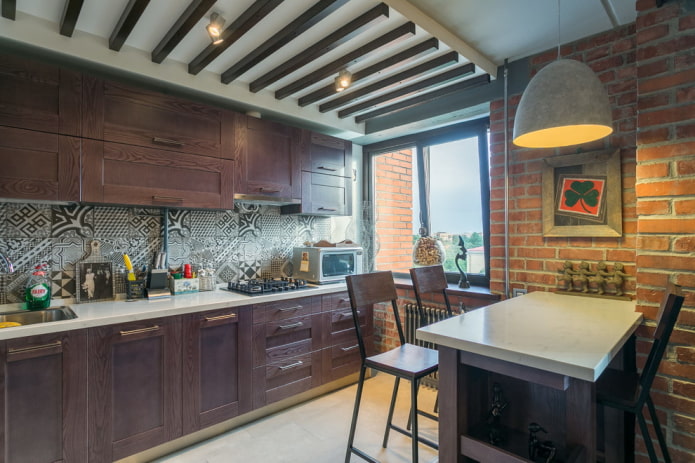 interior of an apartment of 70 square meters in a loft style