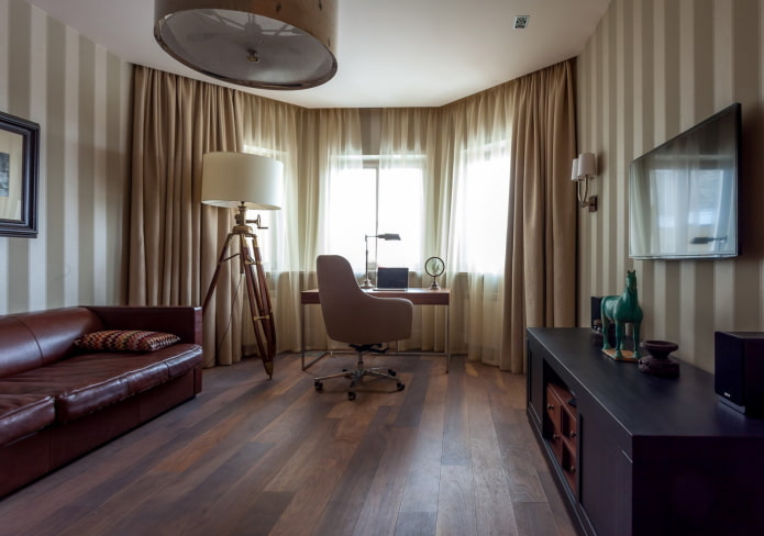 office design in the interior of an apartment of 70 square meters