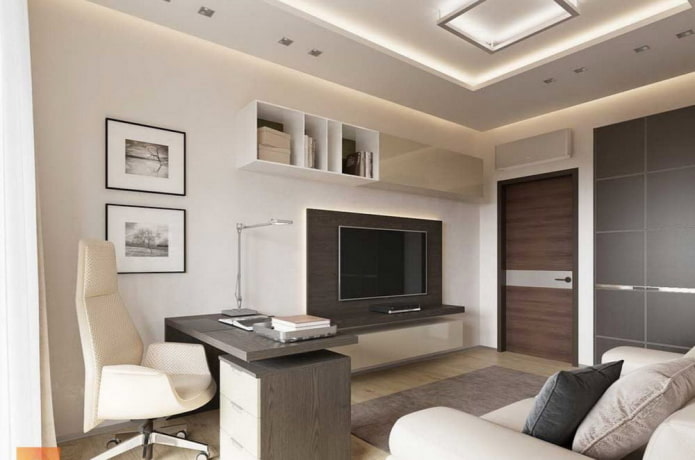 office design in the interior of an apartment of 70 square meters