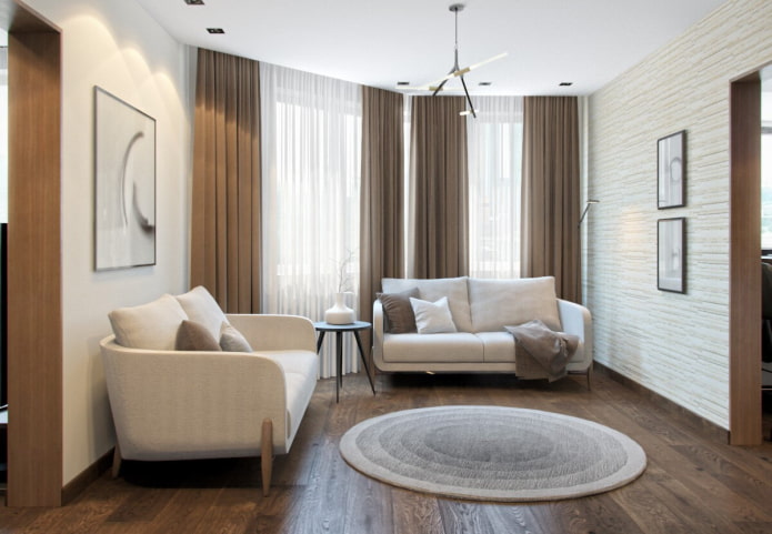 interior of a four-room apartment of 70 square meters