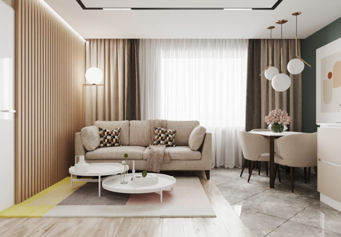 interior of a four-room apartment of 70 square meters