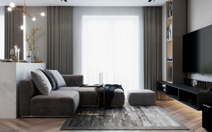 interior of a 70 square meter apartment in a modern style