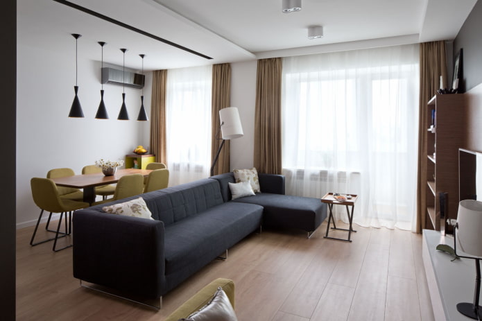 interior design of an apartment of 70 square meters