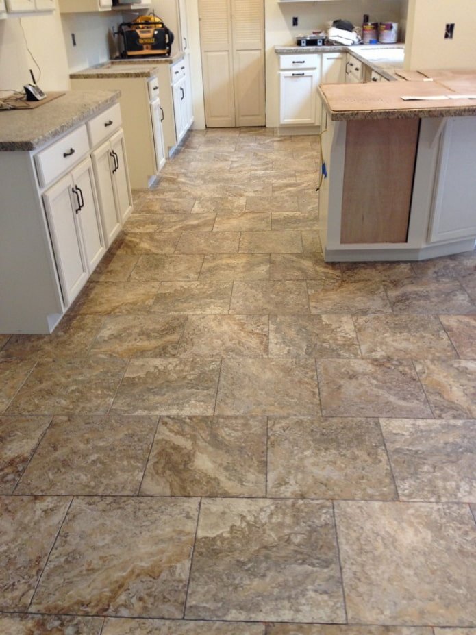 quartz vinyl tile under the stone