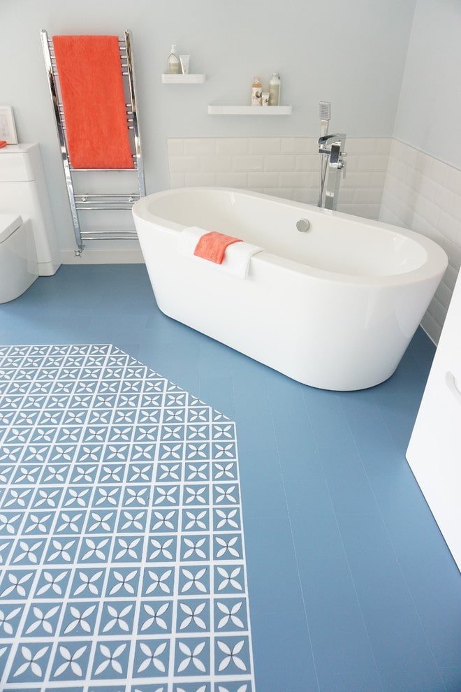 quartz vinyl tile in the bathroom