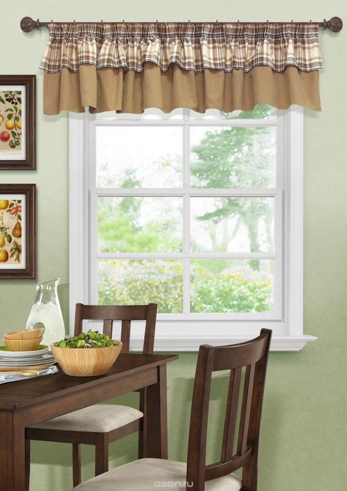 soft lambrequins in the kitchen interior