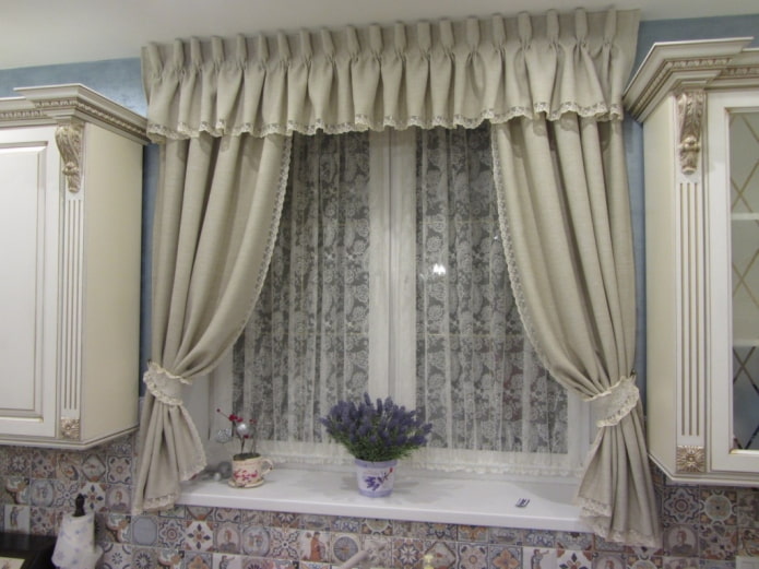 lambrequins on a small window in the interior