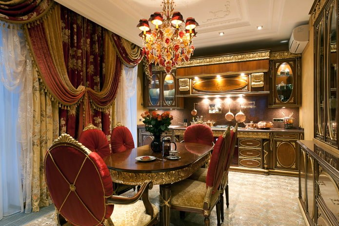 lambrequins for the kitchen in the Baroque style