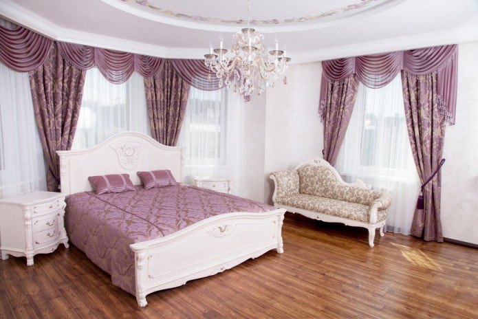 organza lambrequins in the bedroom