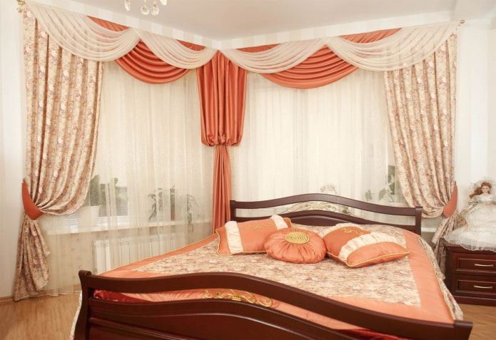 chiffon lambrequins in the bedroom