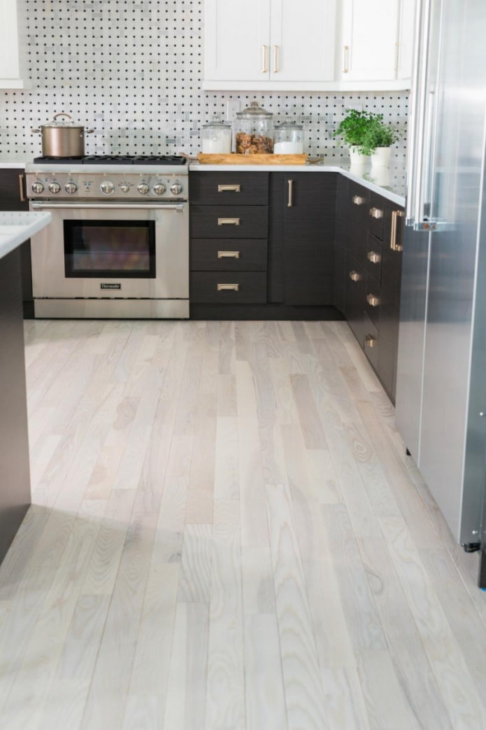 light floor in the kitchen