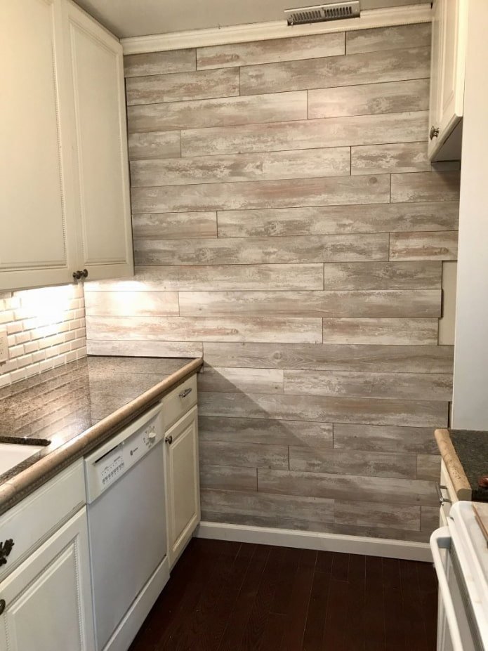 laminate on the kitchen wall