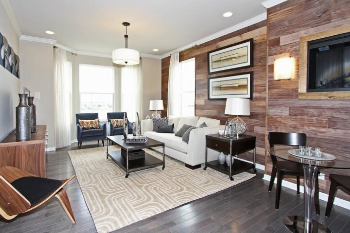 living room finishing with laminate