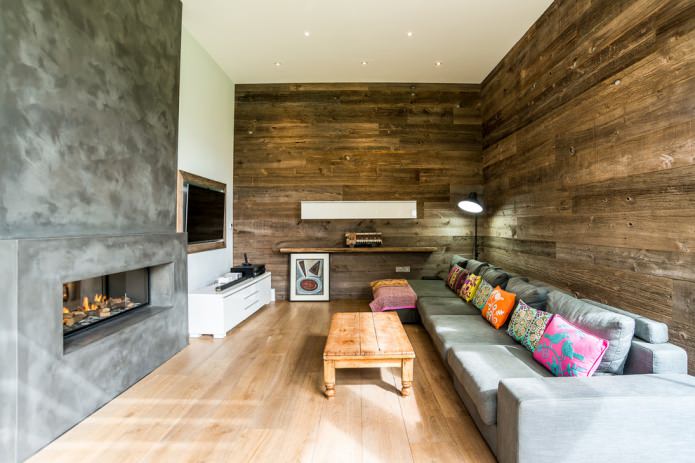living room interior in eco-style