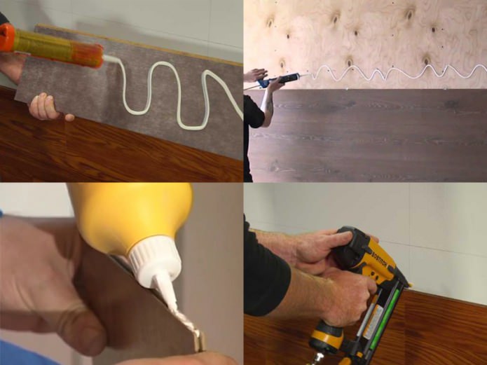 Adhesive method of laying laminate on the wall
