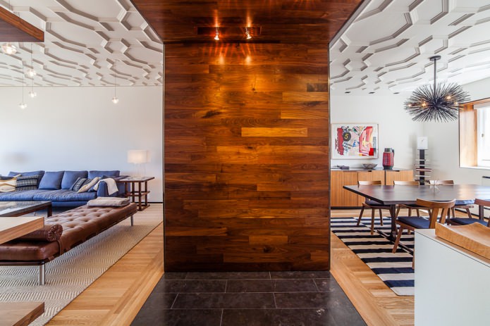 accent wall covered with laminate board
