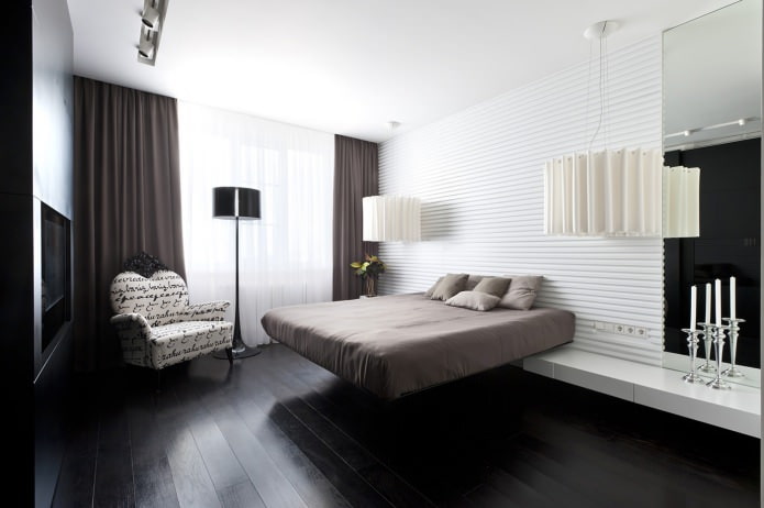 White relief walls in the bedroom