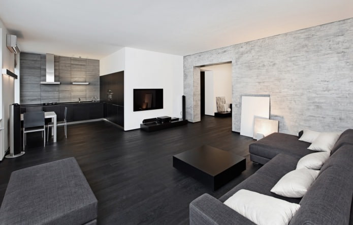 Black laminate in the living room interior