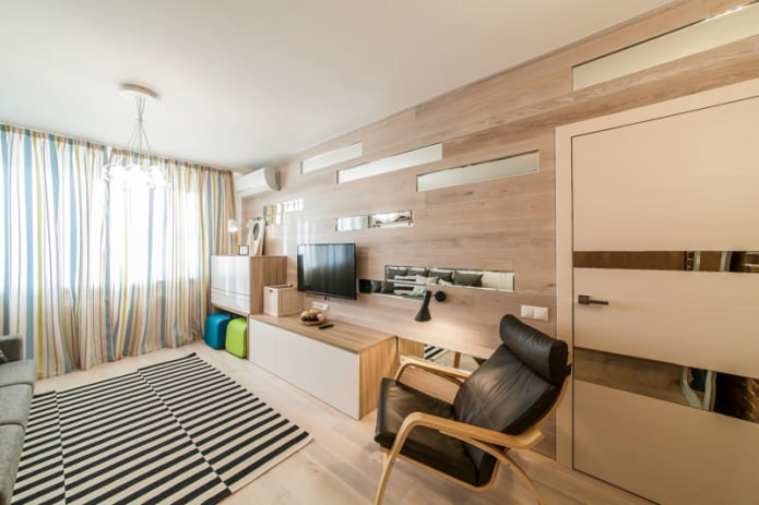Interior with laminate on the walls