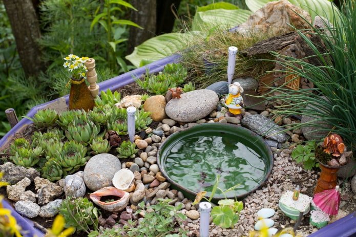 decorative garden in a flowerbed