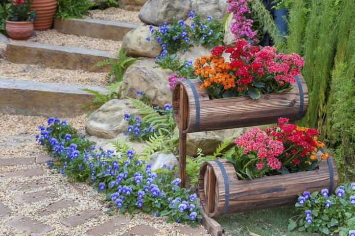 pots from barrels at the dacha