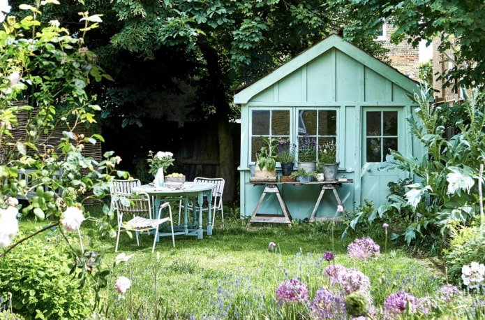 beautiful dacha with flowers