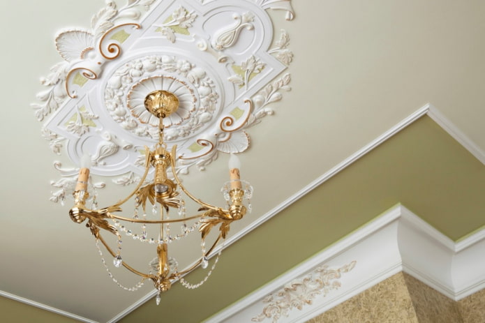 stretch ceiling structure with stucco
