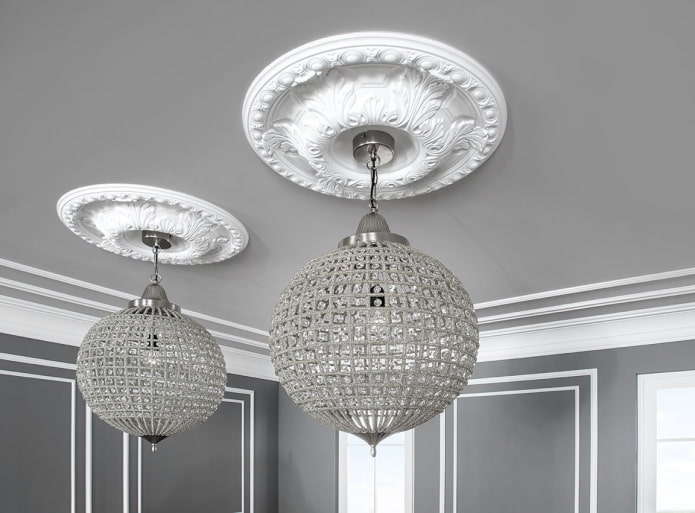 molded rosettes on the ceiling