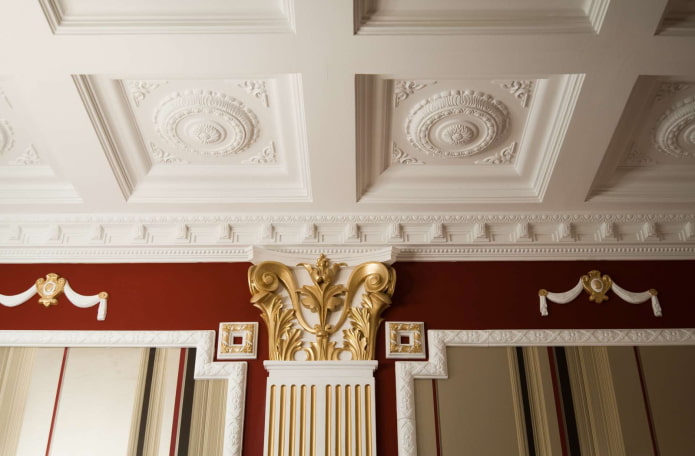 stucco coffers on the ceiling