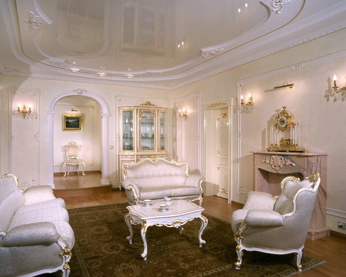 stretch ceiling structure with moldings