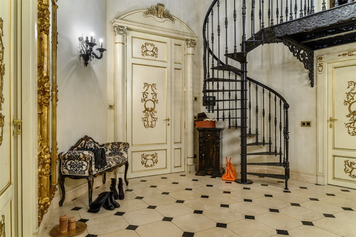 spiral staircase in the interior of a private house