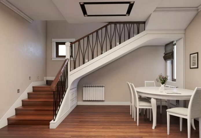 forms of flights of stairs in the interior of the house