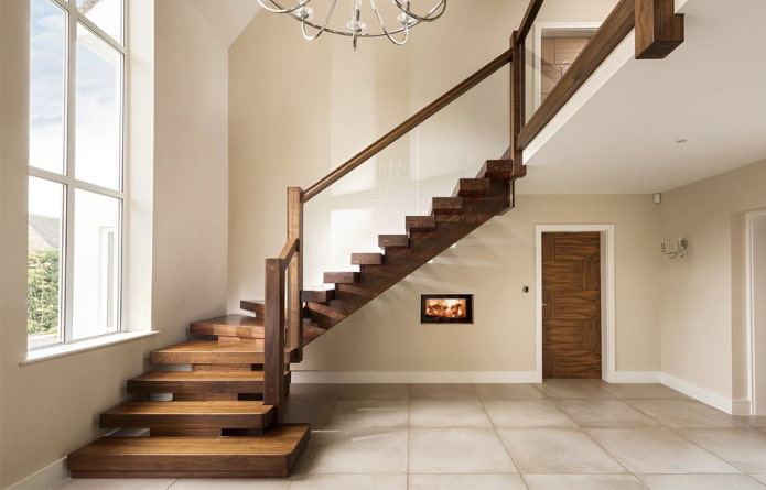 forms of flights of stairs in the interior of the house