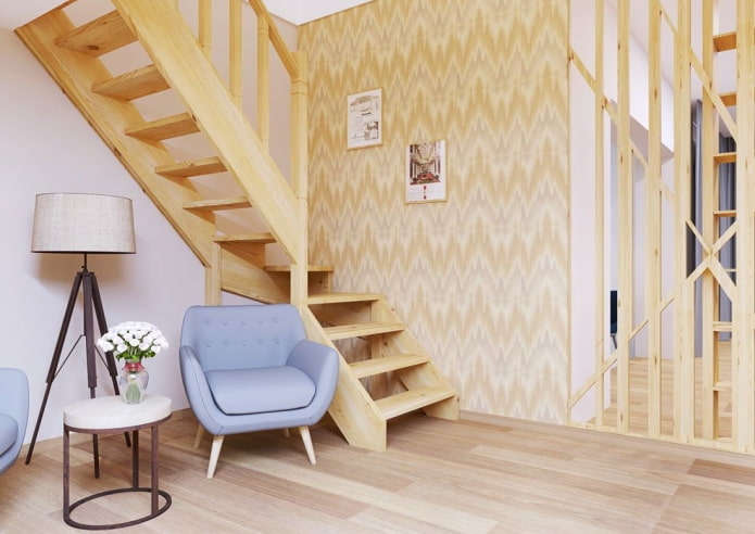 wooden staircase in the interior of a private house