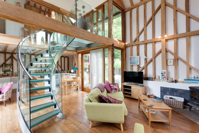 glass staircase in the interior of a private house