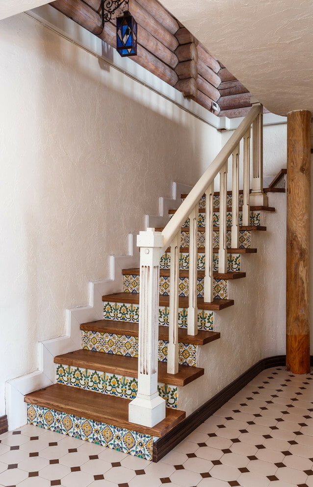 decoration of the staircase in the interior of a private house