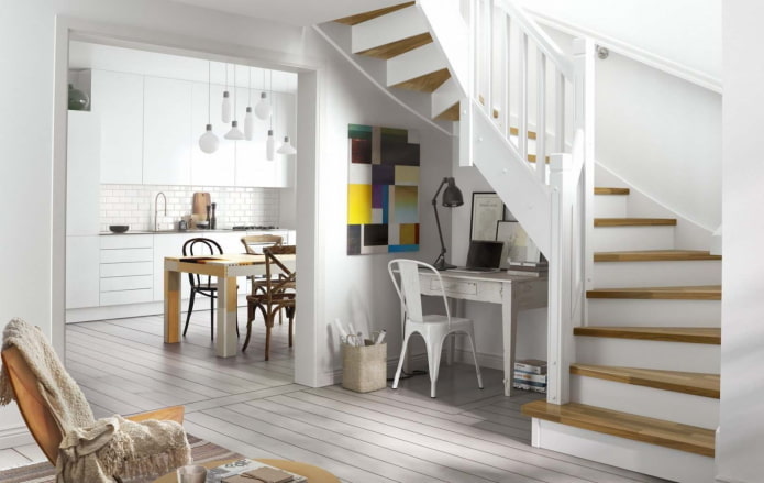 staircase in the interior of a house in a Scandinavian style