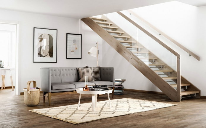 staircase in the interior of a house in a Scandinavian style