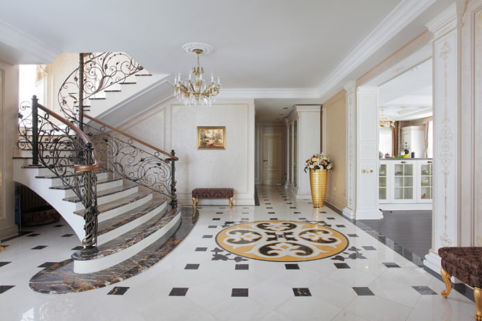 staircase in the interior of a house in a classic style