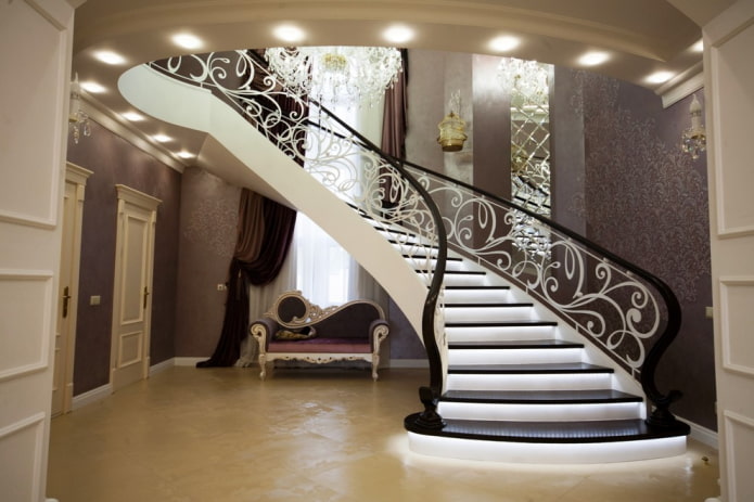 staircase in the interior of a house in a classic style