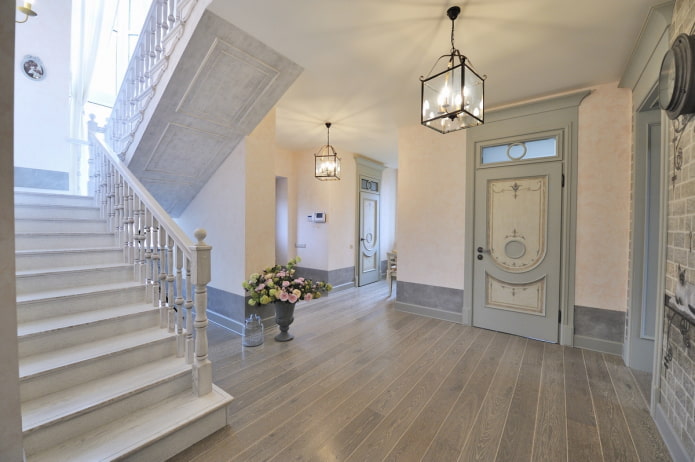 staircase in the interior of a house in the Provence style