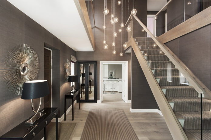 stairs in the hall in the interior of a private house
