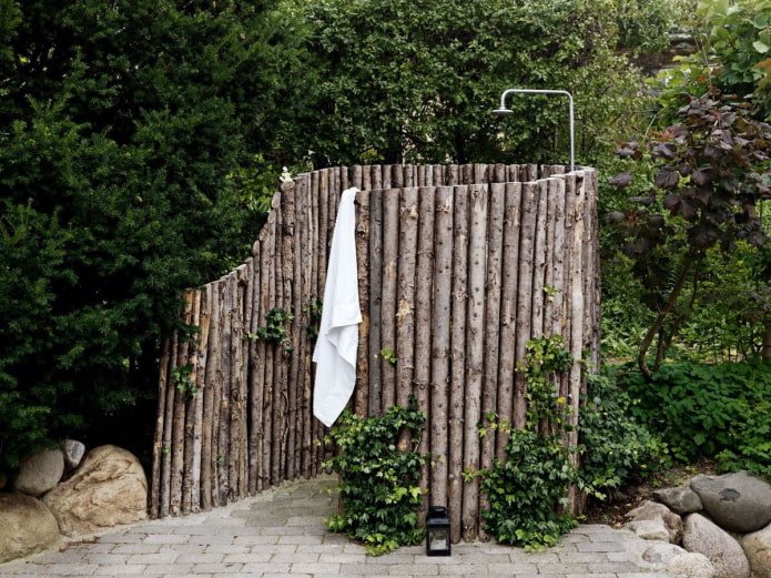 summer shower made of logs