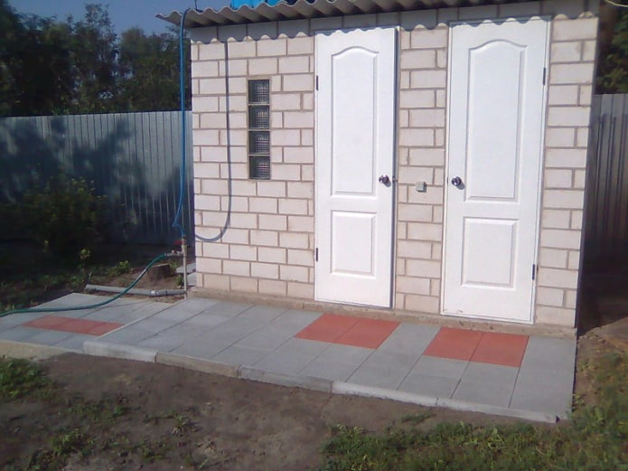 brick shower and toilet at the dacha