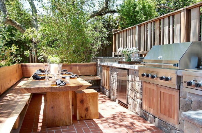 wooden table for a summer residence