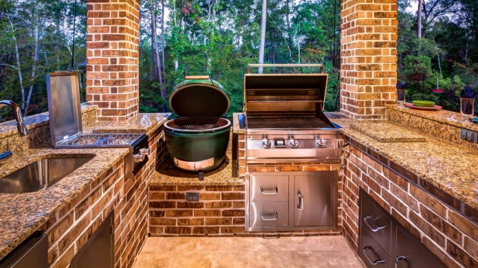 grill in an outdoor kitchen